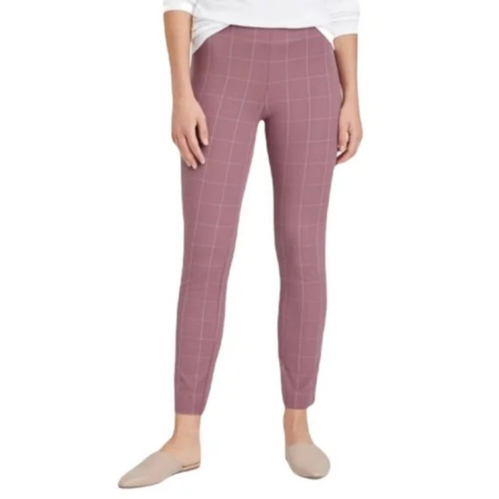 A New Day Womens Skinny Ankle Pants Plaid Stretch Mauve Pink